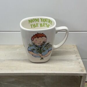 R Table Mom You're The Best Ceramic Coffee Mug Boy Wildflowers White 4in